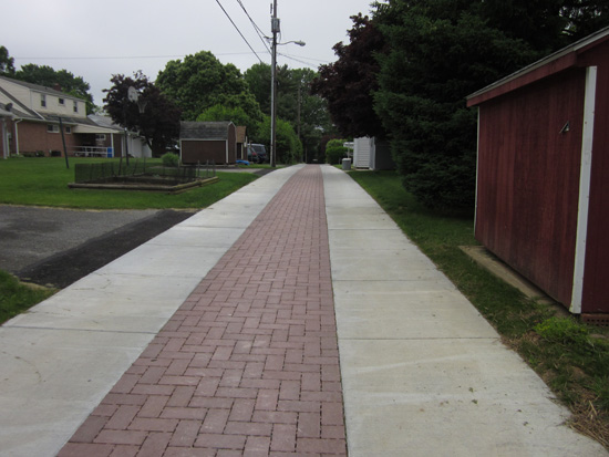 An alleyway paved with permeable concrete in Lancaster, Pa.