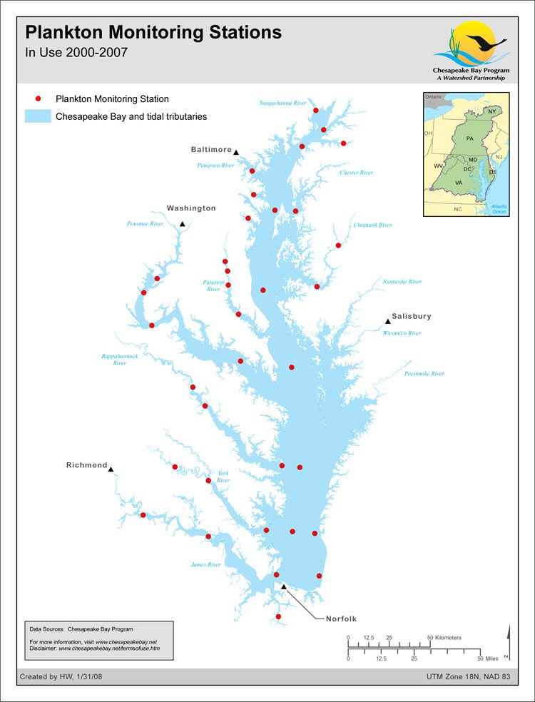 Plankton Monitoring Stations - In Use 2000-2007