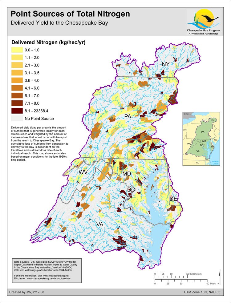 Delivered Yield of Total Nitrogen - Point Sources