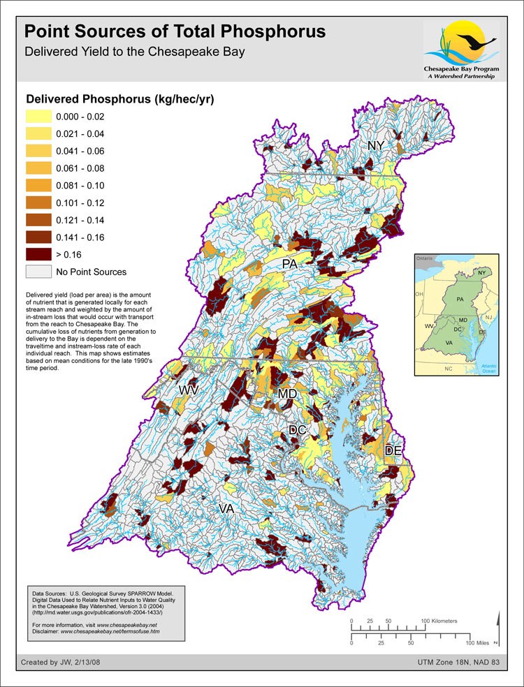 Delivered Yield of Total Phosphorus - Point Sources