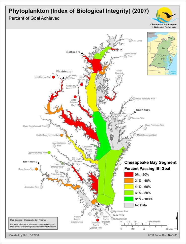 Phytoplankton (Index of Biological Integrity) (2007) Percent of Goal Achieved