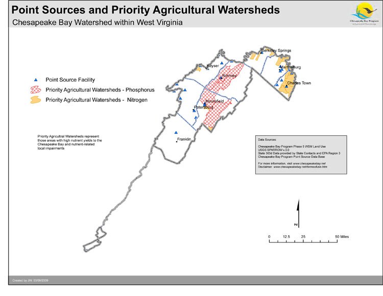 Point Sources and Priority Agricultural Watersheds - West Virginia