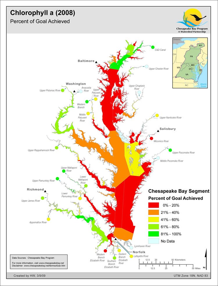 Chlorophyll a (2008) Percent Goal Achieved