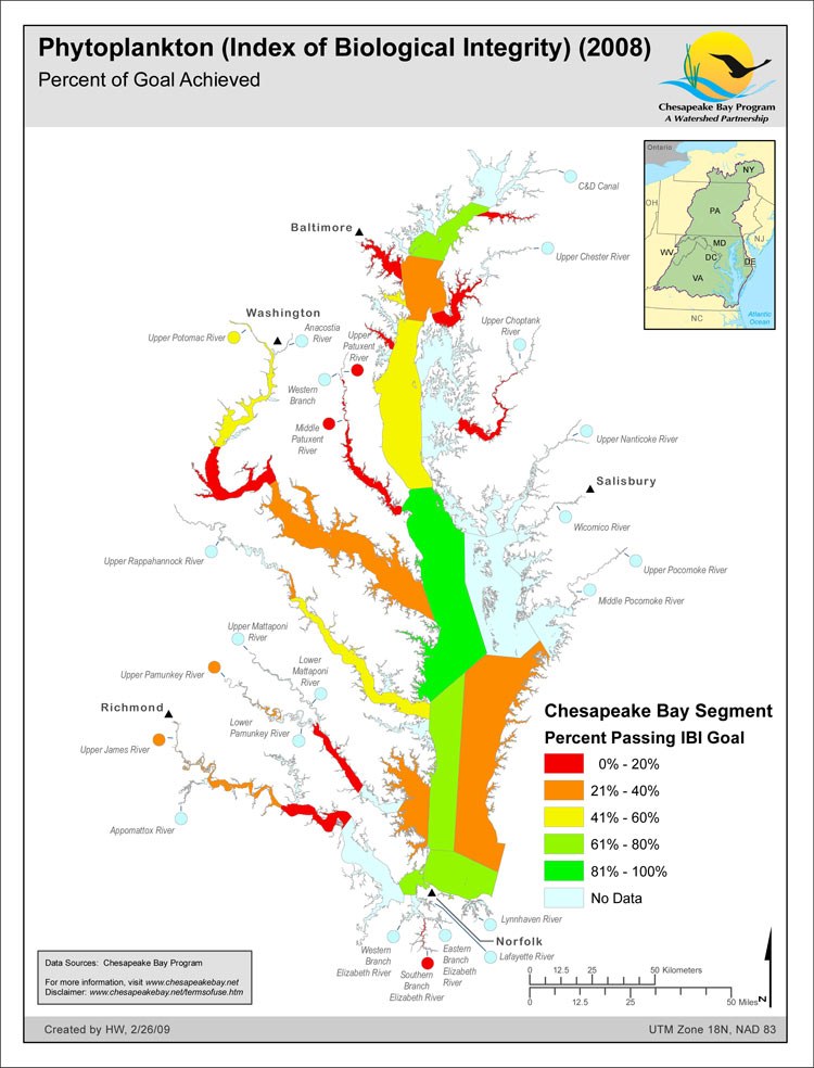 Phytoplankton (Index of Biological Integrity) (2008) Percent of Goal Achieved