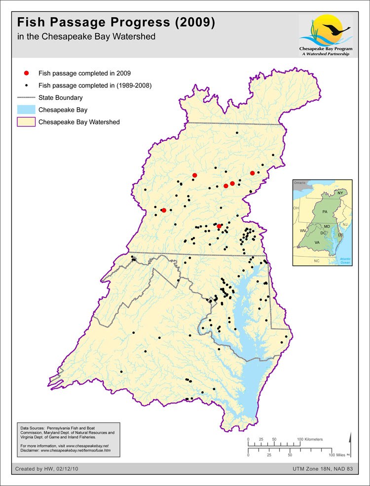 Fish Passage Progress (2009) in the Chesapeake Bay Watershed