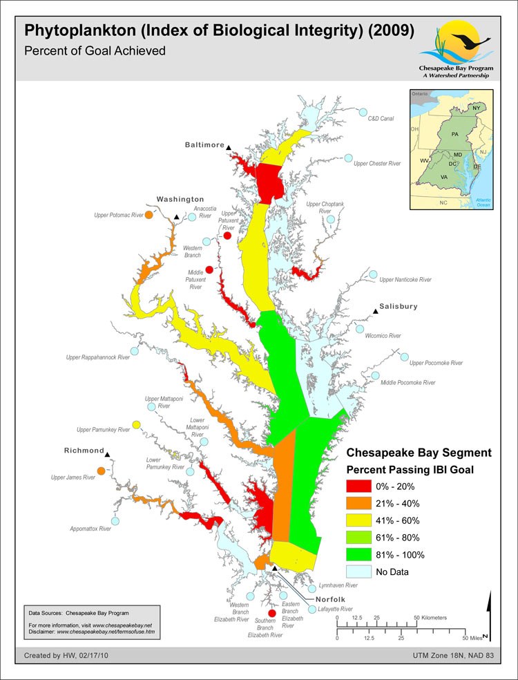 Phytoplankton (Index of Biological Integrity) (2009) Percent of Goal Achieved