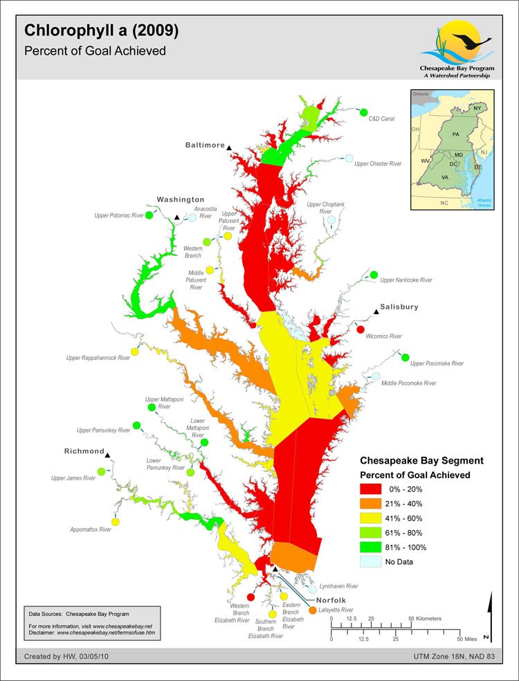 Chlorophyll a (2009) Percent Goal Achieved