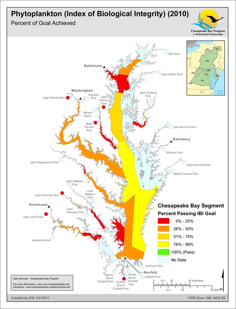 Phytoplankton (Index of Biological Integrity) (2010) Percent of Goal Achieved