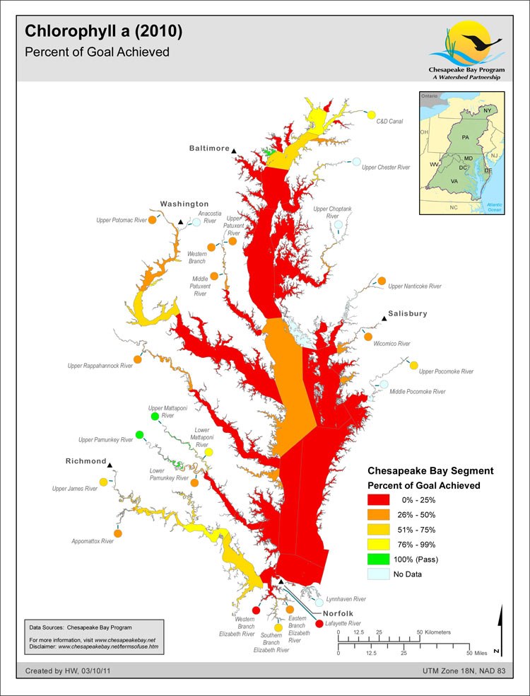Chlorophyll a (2010) Percent Goal Achieved