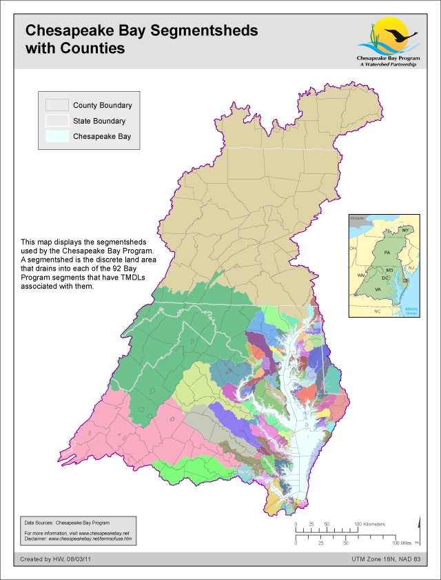 Chesapeake Bay Segmentsheds with Counties