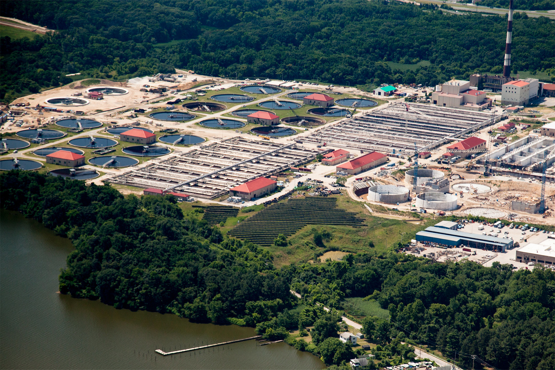 Photo of a wastewater treatment plant.