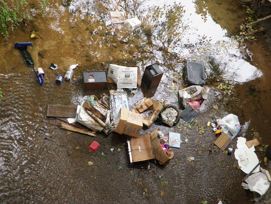 trash in Bread and Cheese Creek