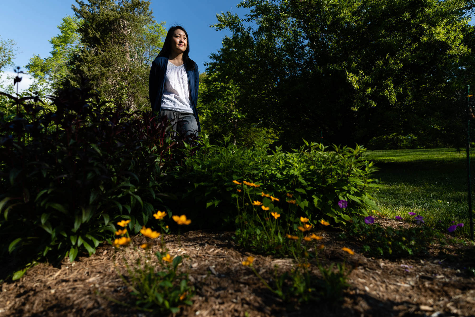 Chao at a community park, where she obtained funding for native plants through a grant from Unity Gardens.