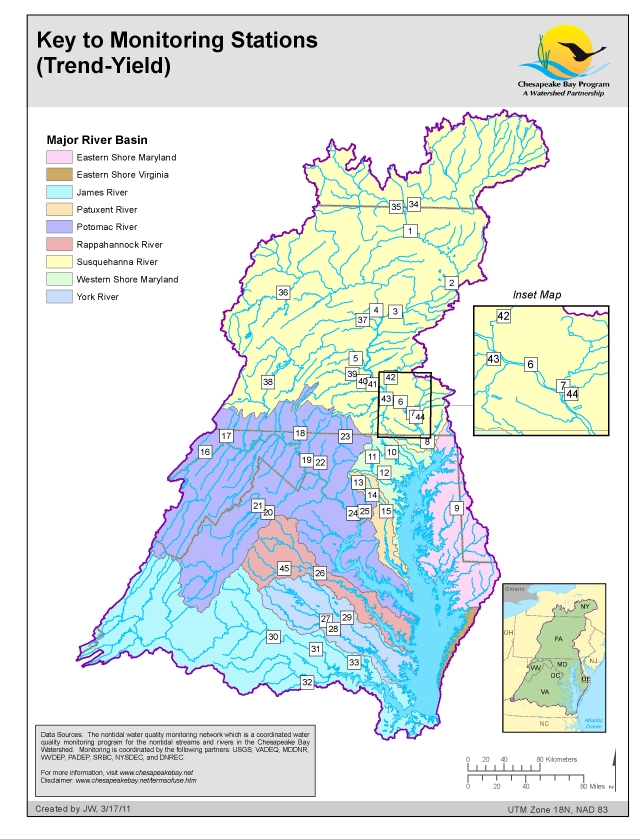 Large Map Of Chesapeake Bay Watershed - Map Key Trend Yield 3 17 11 