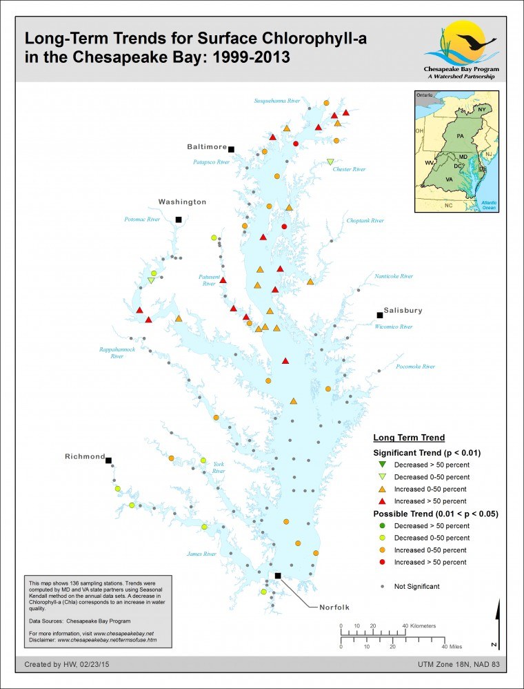 Long-Term Trends for Surface Chlorophyll-a in the Chesapeake Bay: 1999-2013
